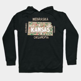 Kansas State USA Illustrated Map Hoodie